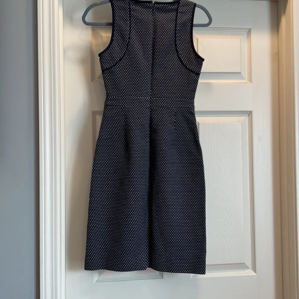 J. Crew Navy Mini Sheath Dress with White Microdots